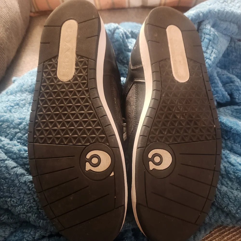 Coach Black and White Leather Sneakers - Picture 7 of 8